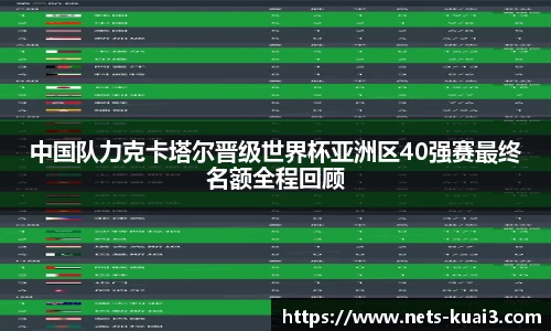 中国队力克卡塔尔晋级世界杯亚洲区40强赛最终名额全程回顾