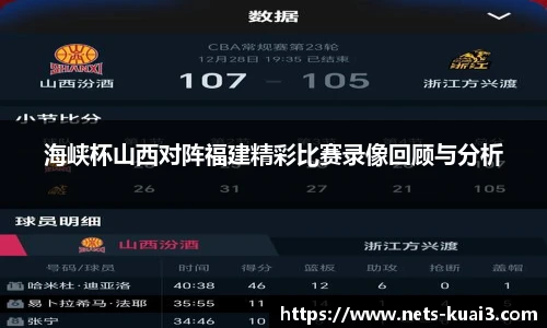 海峡杯山西对阵福建精彩比赛录像回顾与分析